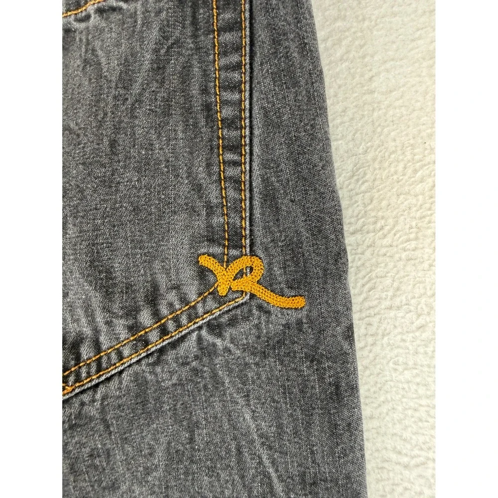 Rocawear Original Fit Jeans Mens 34x32 Black Dark Wash Baggy Straight Denim